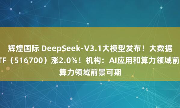辉煌国际 DeepSeek-V3.1大模型发布！大数据产业ETF（516700）涨2.0%！机构：AI应用和算力领域前景可期